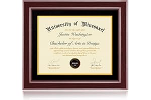 Minesaxel 14x17 Diploma Frames 11x14 with Black Mat, Fits Degree Certificate Document, 17 x 14 Cherry Red Frame with Tempered Glass Panel for Wall Mounting