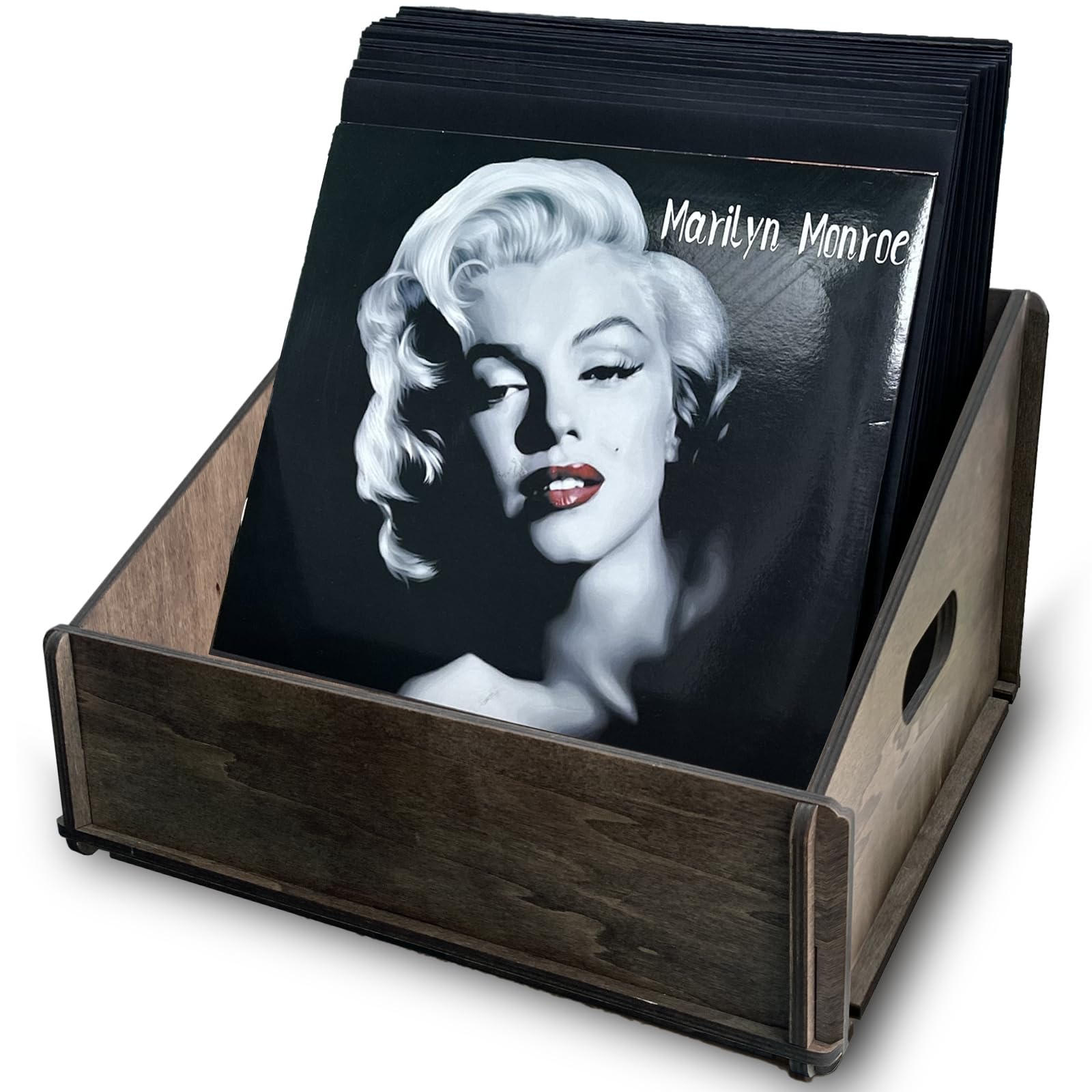 Vinyl Record Storage, Vinyl Record Box Case Crate, Wooden LP Record Storage Crate, CD Album Holder, Shelf Desktop Organizer Box for Valuable Vinyl Collection, Holds up to 60 Records