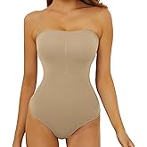 SLLIE Strapless Bodysuit for Women Tummy Control Thong Seamless Body Suit Backless Body Shaper Shapewear