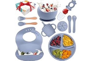 LIMEOR SUPPLIES Silicone Baby Feeding Set - BPA-Free - Baby Led Weaning Supplies, Complete Kit toddler eating essentials – Empower Your Little One's Independence with LimOr's baby essentials 6-12 months (Gray)