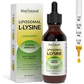 Liposomal L-lysine Monolaurin Liquid Drops, Lysine 1000MG Supplement for Adults &amp; Kids, Echinacea &amp; Elderberry with Vitamin C &amp; D3, Zinc, for Lip &amp; Skin Health, Collagen &amp; Immune Support, 2 Fl Oz