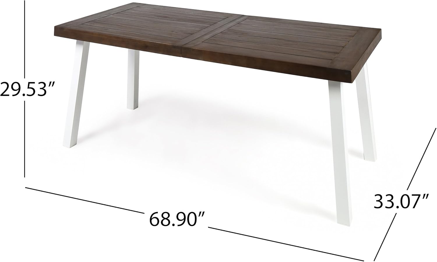Christopher Knight Home Della Outdoor Acacia Wood Dining Table with Metal Legs, Dark Brown / White Rustic Metal : Garden & Outdoor