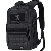 MGFLASHFORCE Molle Military Tactical Backpack for Men, 30L Daypack Army Rucksack Pack, Bug Out Bag, 15.6" Laptop Compartment (Black)