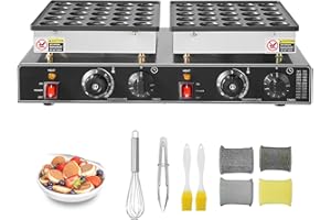 Uargd 50PCS Mini Dutch Pancake Maker, Non-stick Stainless Steel Dorayaki Baker, 1800W Commercial Electric Poffertjes Grill Pa