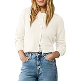 Urban CoCo Women's Crew Neck Cropped Cardigan Sweaters Long Sleeve Open Front Button Down Shrug Sweater Jackets