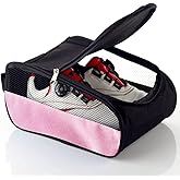 Getfitsoo Golf Shoe Bag, Golf Shoes Bags Men/Women Outdoor Zippered Carrier Bags with Ventilation Sport Shoes Bag Travel Shoe Bags (Light Pink)