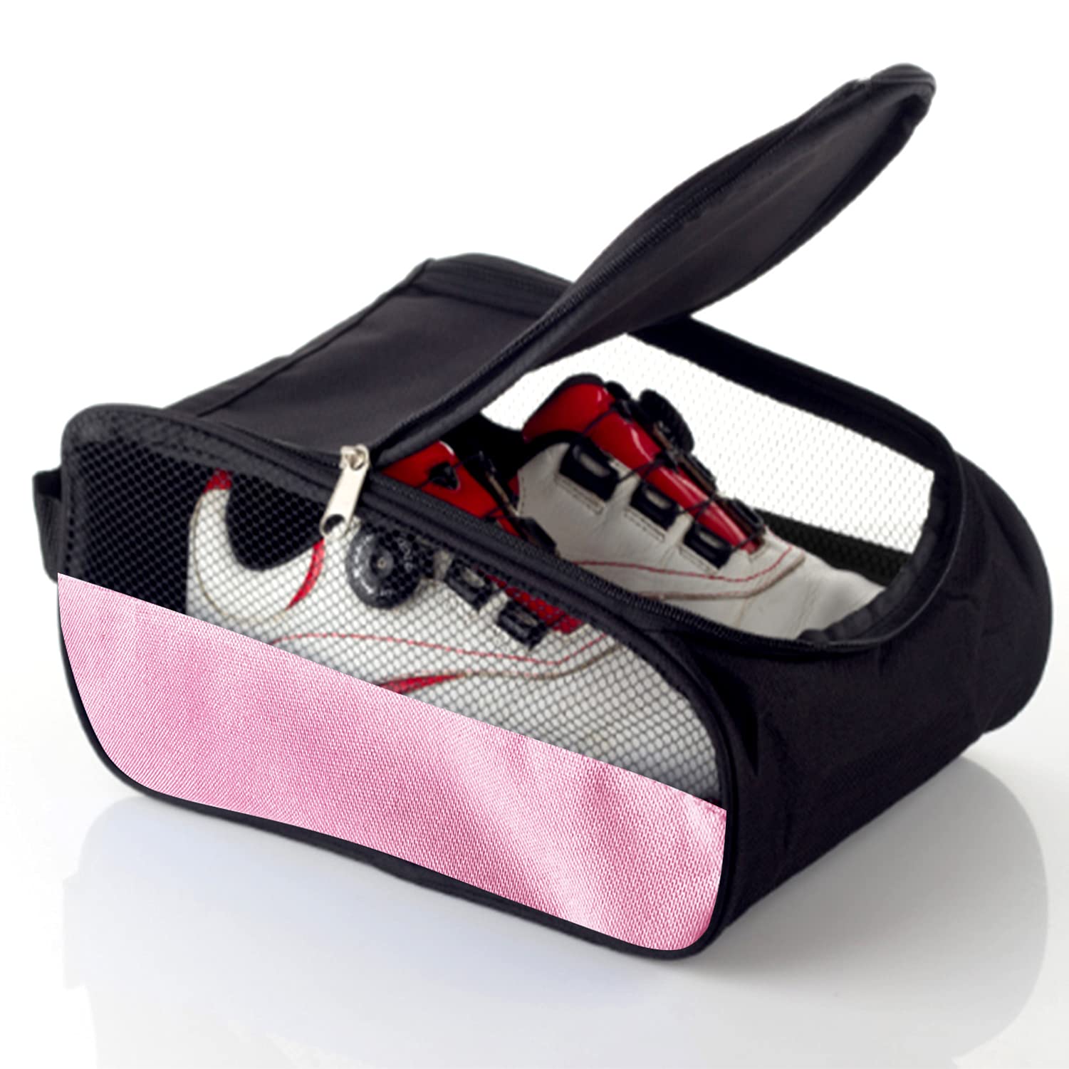 Getfitsoo Golf Shoe Bag, Golf Shoes Bags Men/Women Outdoor Zippered Carrier Bags with Ventilation Sport Shoes Bag Travel Shoe Bags, Light Pink, Common