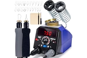 WEP 939D-VI Dual Pen Wood Burning Kit 250-750℃/482-1382℉ A/B Toggle Wood Burning Tool with 2 Detachable Pens, 20 Wood burner Tips, Dual-Barrel Holder. Suitable for Pyrography, Leather Burning Kit