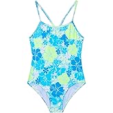 Ewbob Girls One Piece Swimsuit Quick Dry Swimwear with UPF 50+ Crossback Adjustable Straps Beach Bathing Suit for 5-14 Years