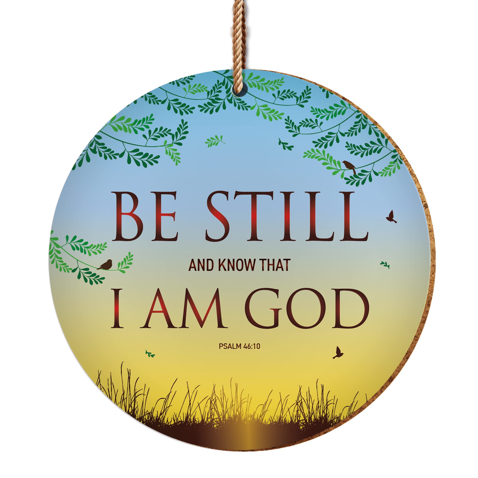 Christian Decorations - can be used as a ceramic hanging decoration or as a coaster. Beautiful Christian gifts for women or men, by Just Cards Direct (Be Still)