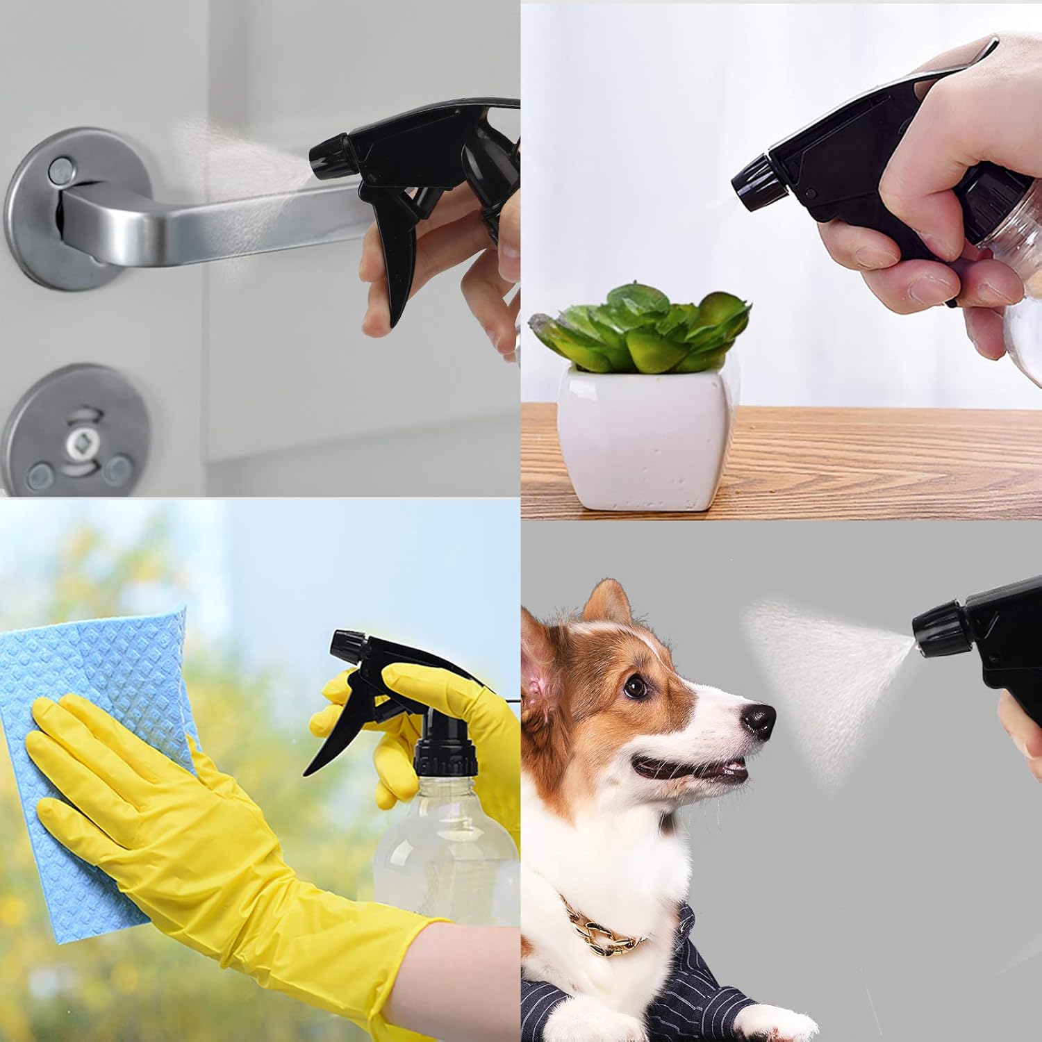 Plastic Spray Bottles 2pcs 16oz Empty Clear Spray Bottle with Black Trigger Sprayers and 1 Replacement Trigger, Adjustable Nozzle, for Cleaning Solutions, Planting, Cooking: Beauty
