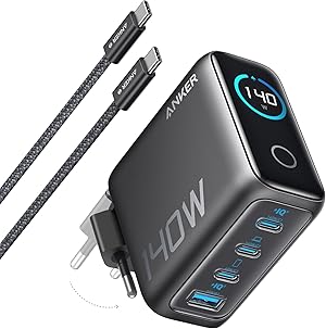 Anker 140W USB C Ladegerät, Laptop Ladegerät, 4-Port Multi-Geräte Schnellladeleistung, Fortschrittliches GaN Netzteil, Touch Control, Kompatibel mit MacBook, iPhone 17/16/15, Samsung, Pixel und mehr