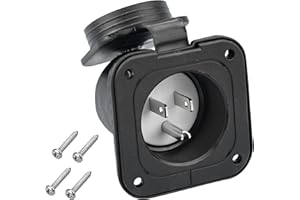 Veepeak 15 Amp Flanged Inlet Shore Power Plug NEMA 5-15 125V Electrical Outlet Receptacle with Waterproof Cover for RV Camper Trailer Boat Shed, 2 Pole 3-Wire Straight Blade, ETL Listed