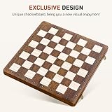 Sarr Klith 2IN1 Magnetic Chess & Checkers Set - 16" Wooden Foldable Travel Board view 8