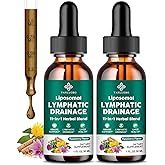 Lymphatic Drainage Drops - 11 in 1 Lymphatic Supplement for Immune, Lymph System & Liver Detox - with Echinacea, Horse Chestnut, Dandelion, Elderberry & Burdock - Raspberry Flavor, Vegan, 2 Fl Oz
