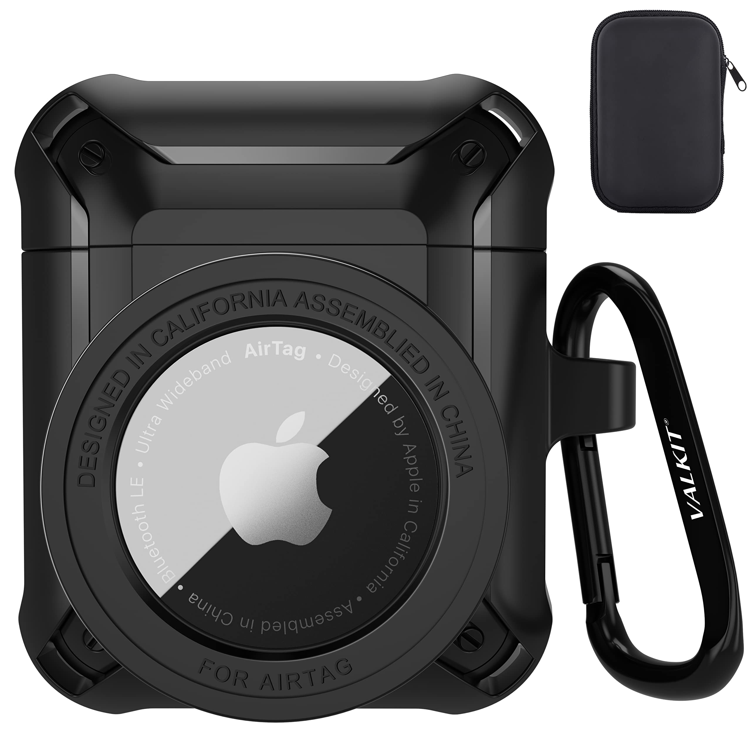 Photo 1 of Valkit Compatible Airpods Case and AirTags Case Cover, 2 in 1 Rugged Protective Case Shockproof Air Pod 2 Case for Men Women with Keychain iPod Skin for Airpods 1/2 Gen and Airtag 2021, Black
