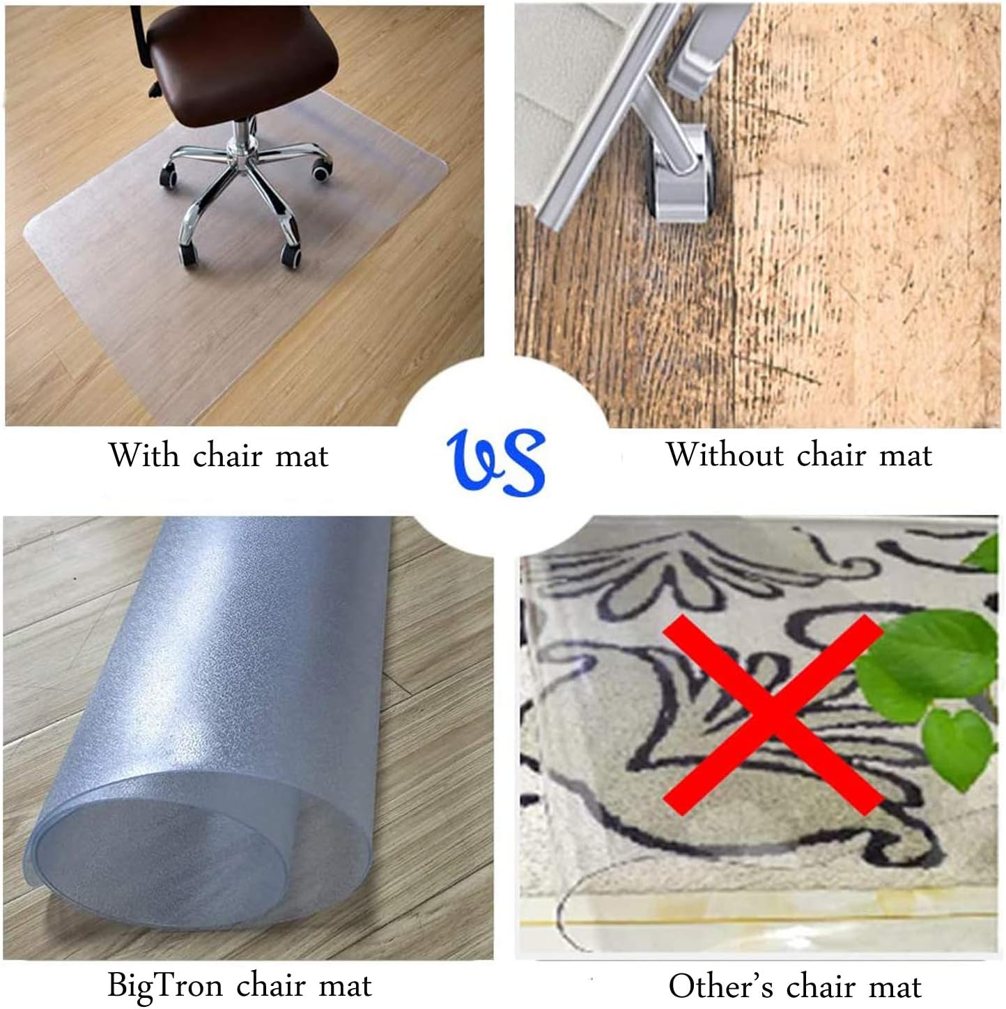 Office Desk Chair Mat for Hardwood Floors- PVC Matte, Transparent Durable Hardwood Floor Protector, Chair Mat is Immediately Flat Out of Box, 36"x48"(Clear): Kitchen & Dining