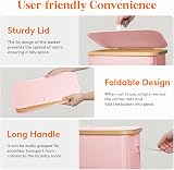 Lifewit Laundry Basket with Lid 75L Narrow Foldable with Removable Bag Pink view 5