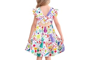 Yousie Toddler Little Girl Dress Ruffle Tie Back Backless Summer Sundress Party Dresses