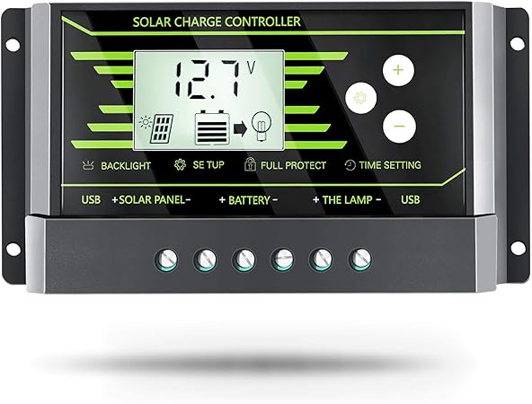 Amazon Com 20a Solar Charge Controller Solar Panel Controller With Lcd Display For 12v 24v Auto Dual Timer Function Solar Regulator T20 Garden Outdoor
