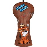 Duck Hunting Golf Head Covers, Funny Driver Headcover, Golf Gift for Golfer | Waterproof Leather, Exquisite Embroidery, Duck Dog Design, Brown, Soft Lining for Club Protection