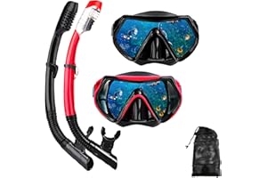 DIPUKI Snorkel mask Snorkeling Set for Adults and Youth, Diving mask and Full Dry Snorkel Swim Googles is Suitable for Snorkeling, Dive Scuba Diving, Swimming