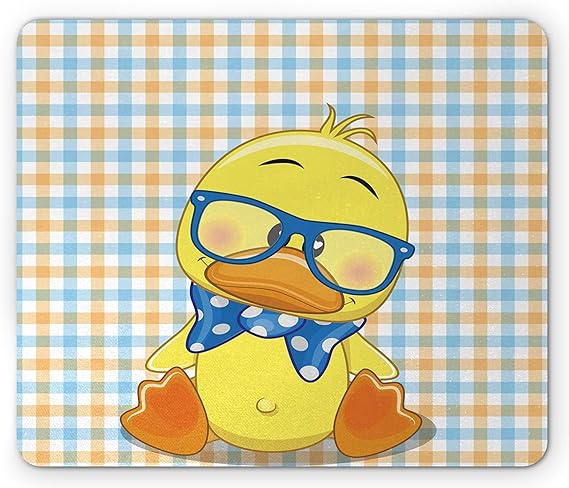 Cojín de ratón de dibujos animados, Hipster Boho Bebé Pato Dotted Bow