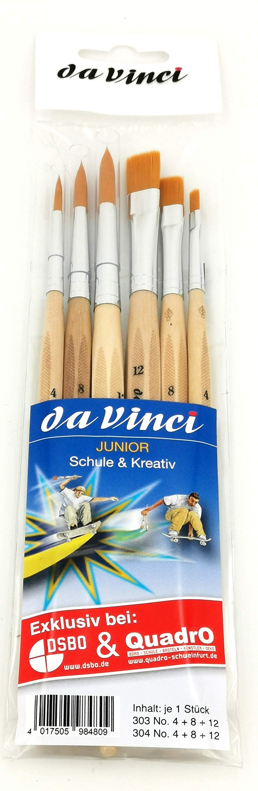 da Vinci Junior High-Quality Brush Set 6 Pieces Artist Brushes for Acrylic, Oil, Watercolour and Watercolours