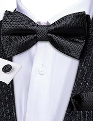 Barry.Wang Black Bow Ties for Men Pre-tied Bow Tie