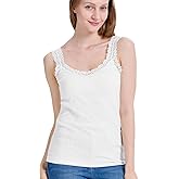 Codida Lace Camisole for Women Cotton Tank Tops Airy Soft Comfy Stretch Cami Undershirt for Layering