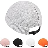 Mens Brimless Hats Docker Beanie Skull Caps Unisex Winter Warm Beanie Adjustable Leather Buckle Street