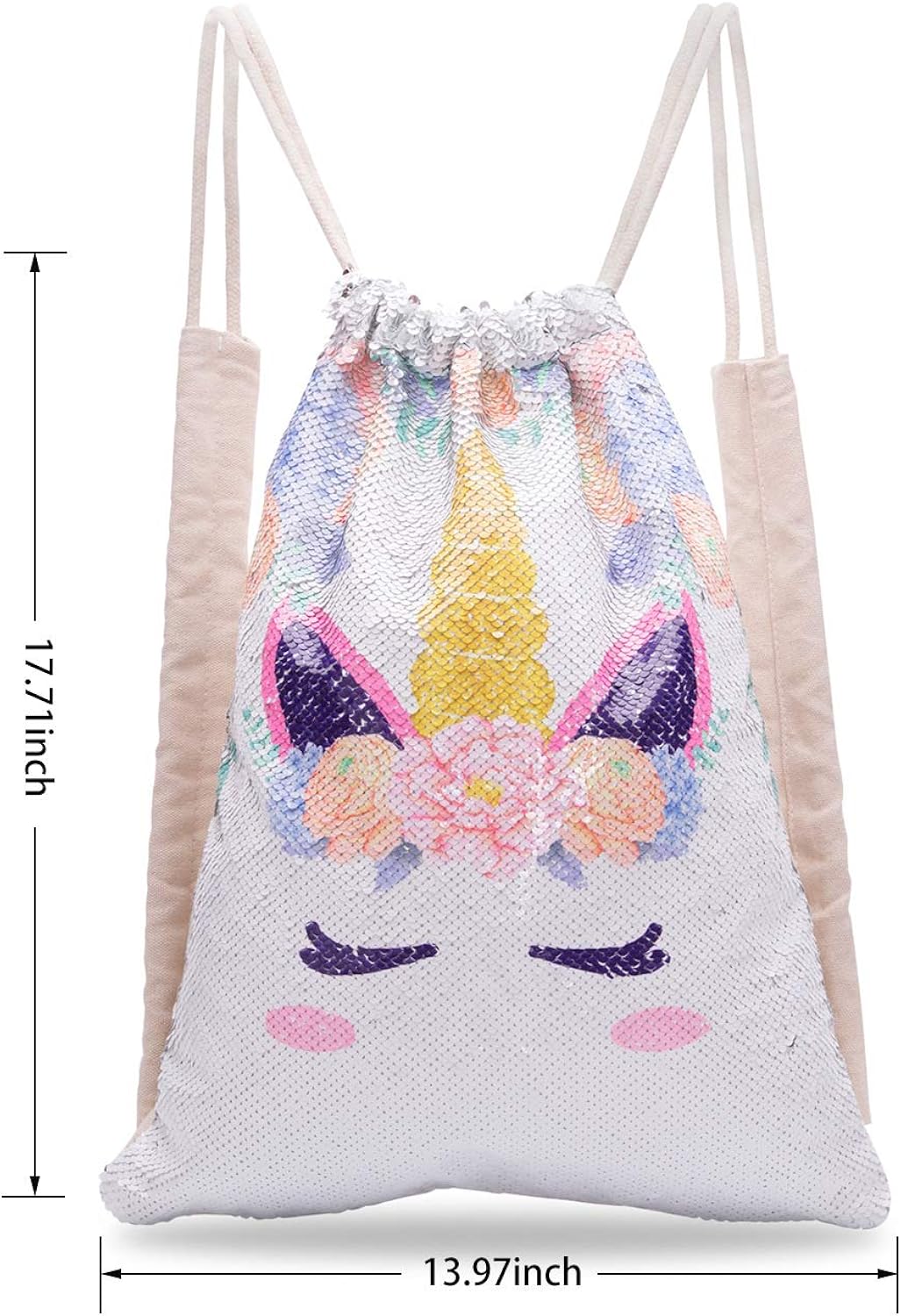 personalized unicorn drawstring sequin backpack