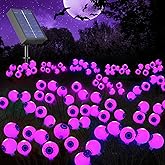 Halloween Solar Eyeball Lights Outdoor Waterproof 4 Pack 32 LED 8 Modes Solar Firefly Lights Spooky Scary Eyeballs Swaying Light for Outside Yard Garden Party Patio Lawn Halloween Decorations (Purple)