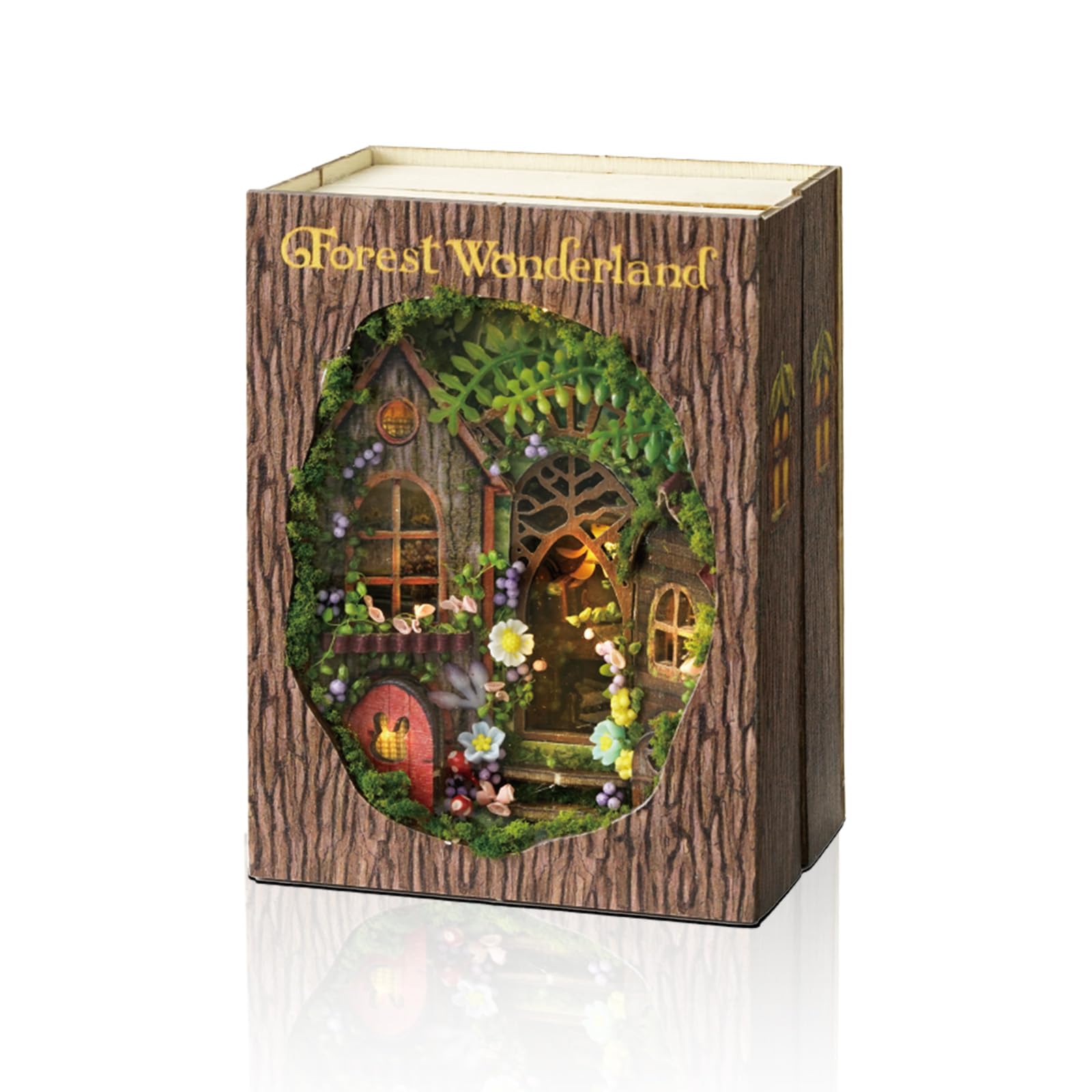 Cuteefun DIY Miniature House Kits, Tiny House Kit for Adults to Building, Wooden Dollhouse with LED, Unique Gift for Birthday Christmas' Day (Forest Wonderland)