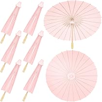 Sadnyy 33 Inches Paper Umbrellas Paper Decorative Chinese Japanese Parasol Umbrella DIY Oiled Painting Umbrellas Crafts For Wedding Bridal Party Decor(Pink,12 Pack