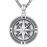 LOOVE Compass Necklace for Men Women Sterling Silver Celtic Anchor Compass Pendant Graduation Friendship Travel Talisman Necklace Inspirational Gift Jewelry