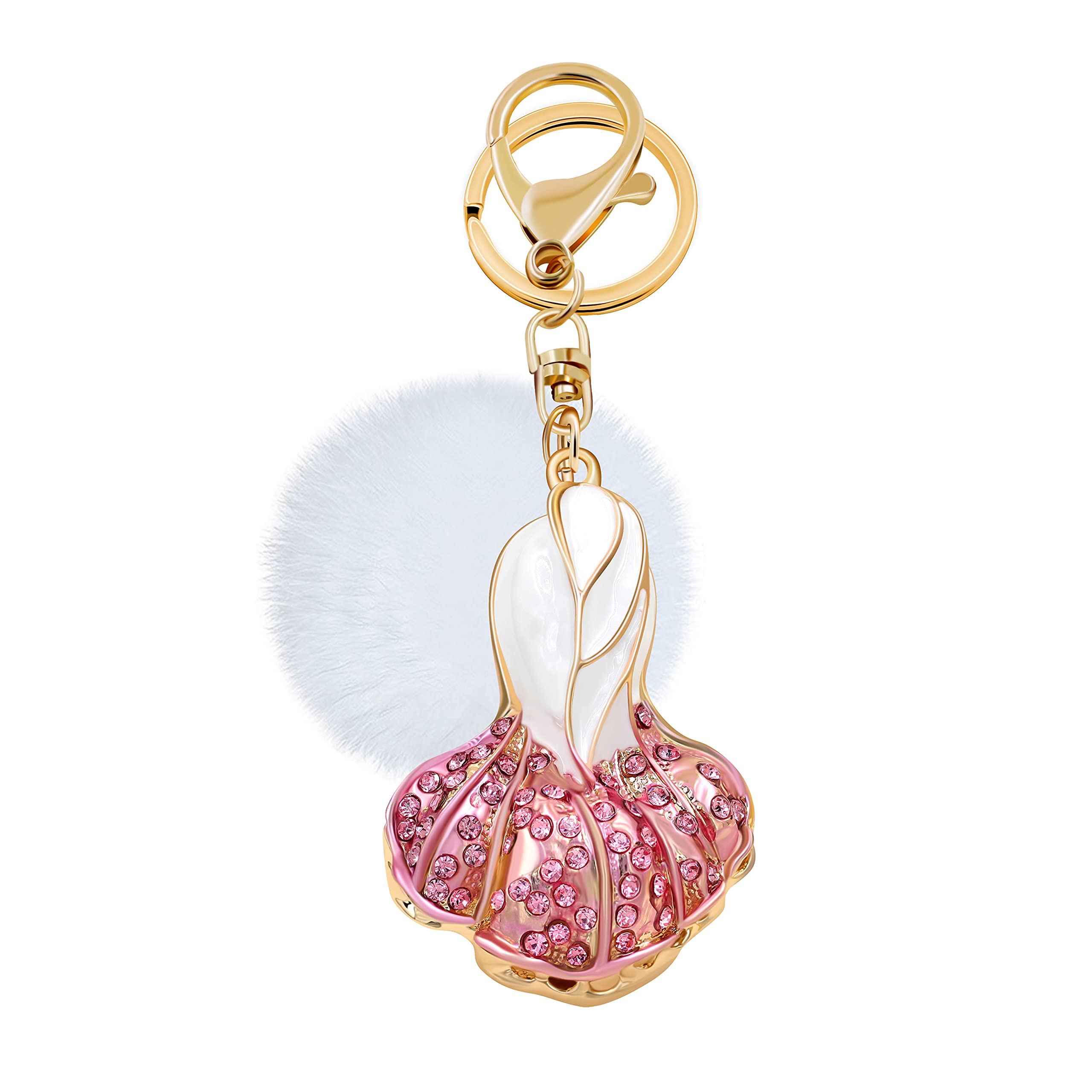 Uloveido Car Key Chains Pink Cabbage Design Keychains for Girls Women Bag Accessories