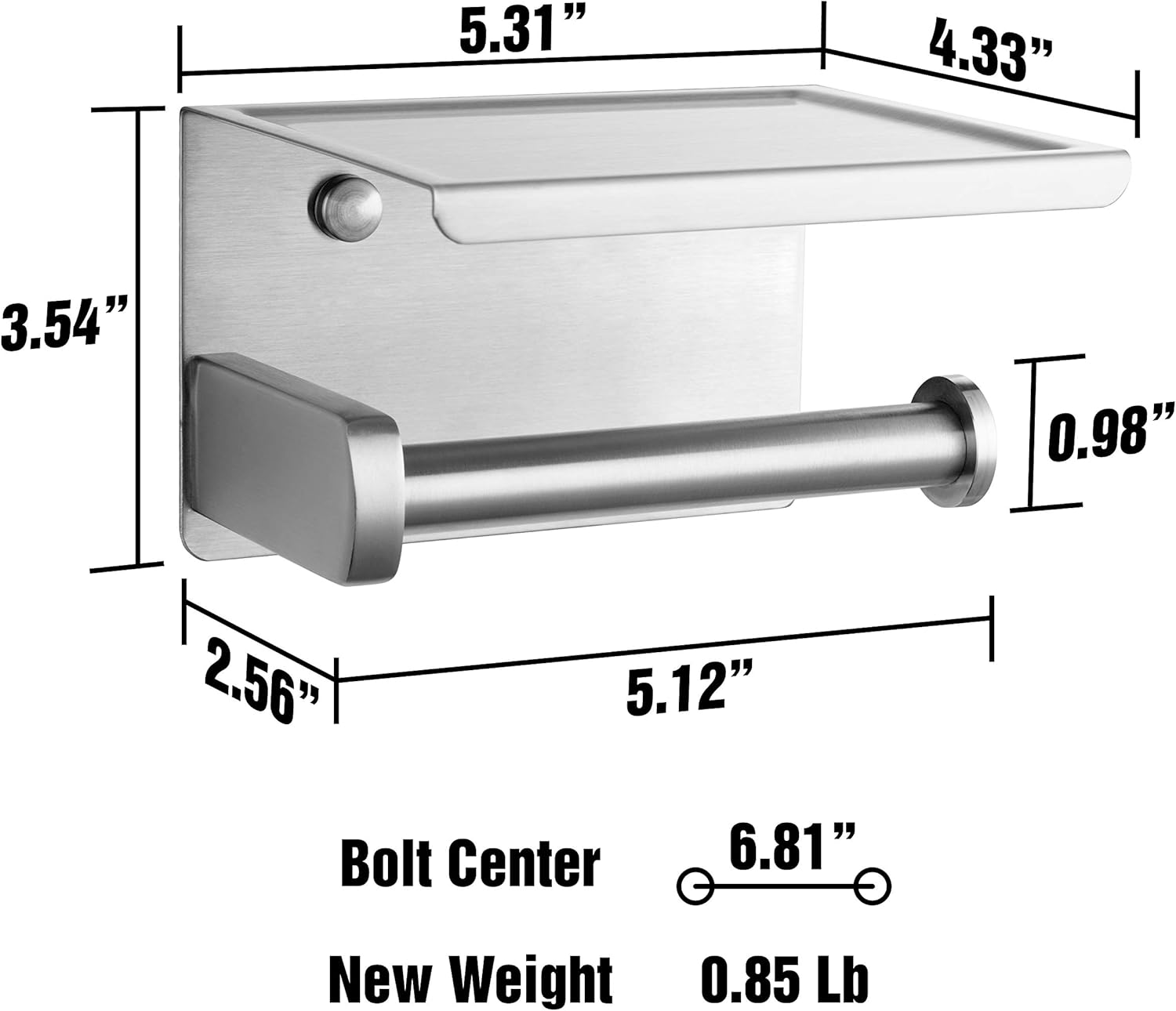 Polarduck Toilet Roll Holder, Self Adhesive Toilet Paper Roll Holder with Shelf, Wall Mounted Without Drilling, Polished Stainless Steel: Home & Kitchen