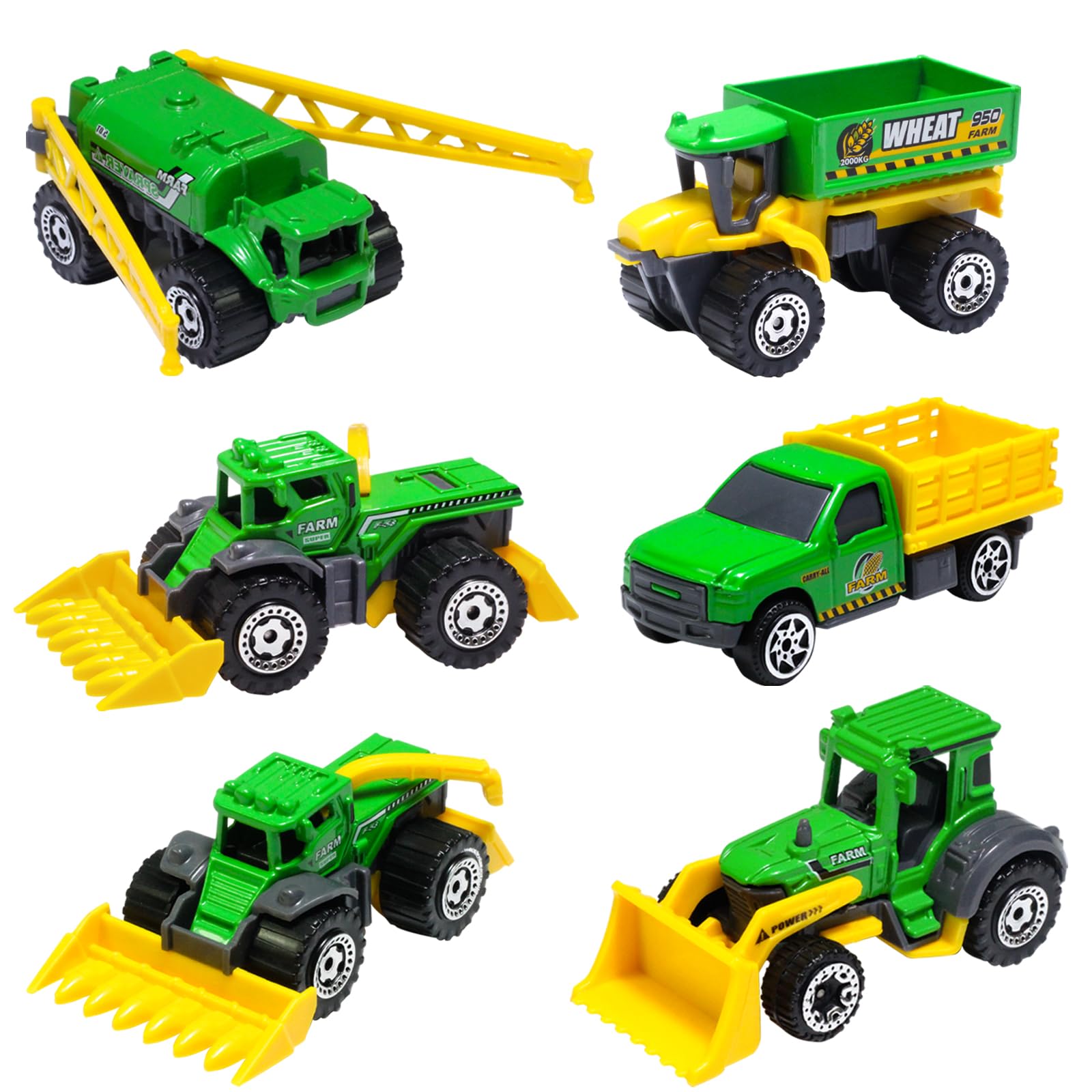 Oriate Children Diecasting Farm Car Tractor Toy Set 6pcs, Harvester, Transporter, Truck, Sprayer Small Farm Toys, Mini Cars Model Christmas, Birthday, 3 Years Old and Up Boys Girls Easter Gifts — image 1