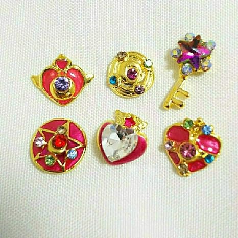 Amazon セーラームーンネイルパーツ ６種類セット ６個 デコ レジン