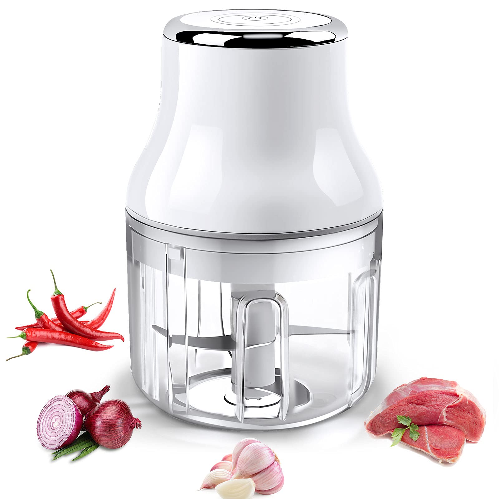 PowerDof Electric Garlic Chopper, USB Charging Electric Garlic Press, Easily Clean and Waterproof Garlic Crusher, Professional Kitchen Mini Portable Garlic Mincer for Garlic, Ginger, Chili, Sauces