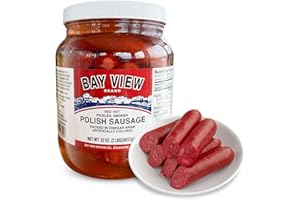 Bay View Brand Pickled Smoked Polish Sausage - Bar & Tavern Food (Red Hot)