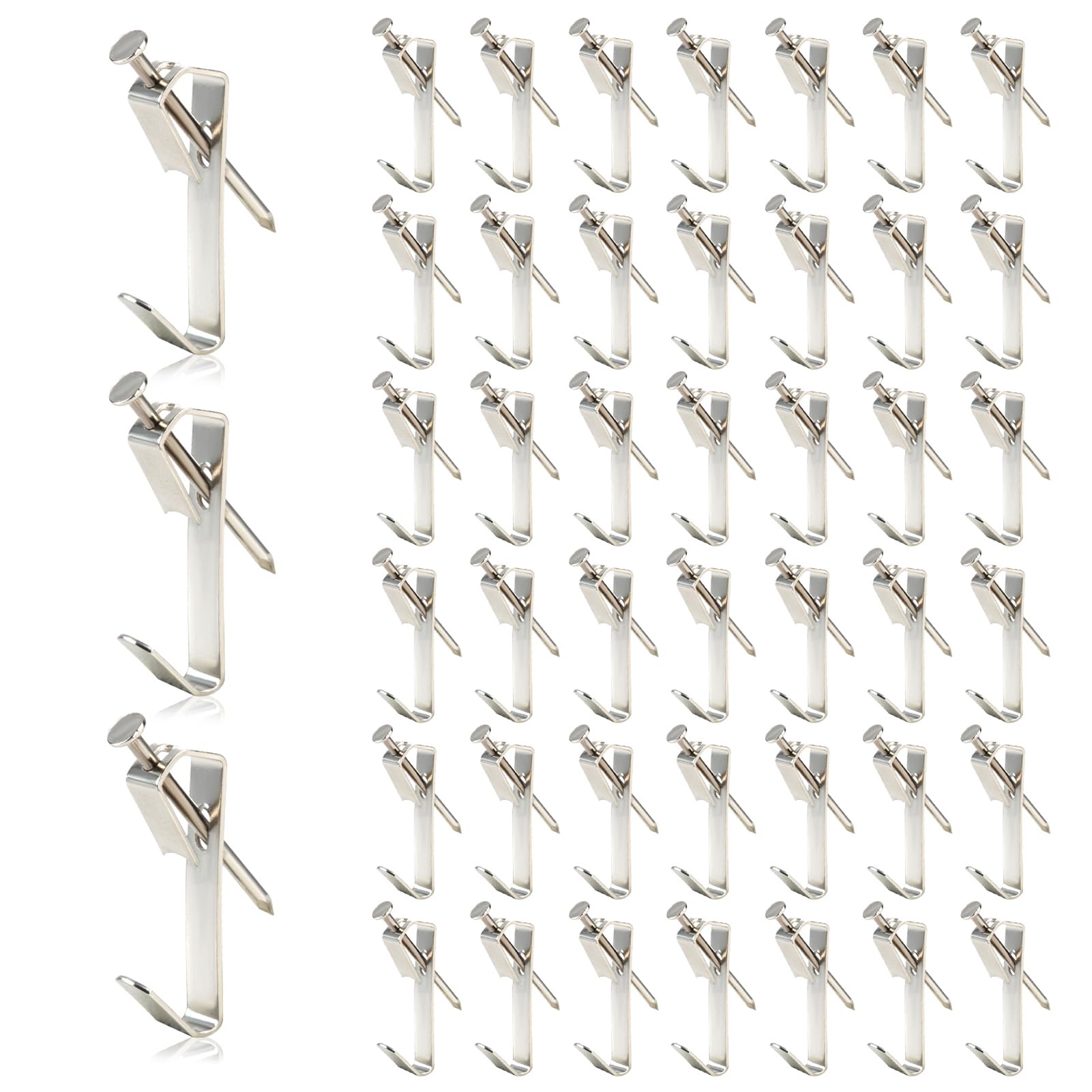 45Pcs Picture Hooks Kit, Picture Hooks, Photograph Hooks and Nails, Heavy Duty Wall Hangers for Photo Frames, Mirror, Clocks & Wall Art, Easy Installation, Ideal for Office and Home Use (Silver)