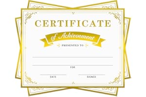 MOUNMDA 35 Pcs Gold Foli Certificate of Completion Awards Certificate of Achievement for Students Teachers School Supplies 8.5x11 Inches