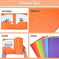 EOOUT 28pcs Plastic Pocket Folder, Heavy Duty