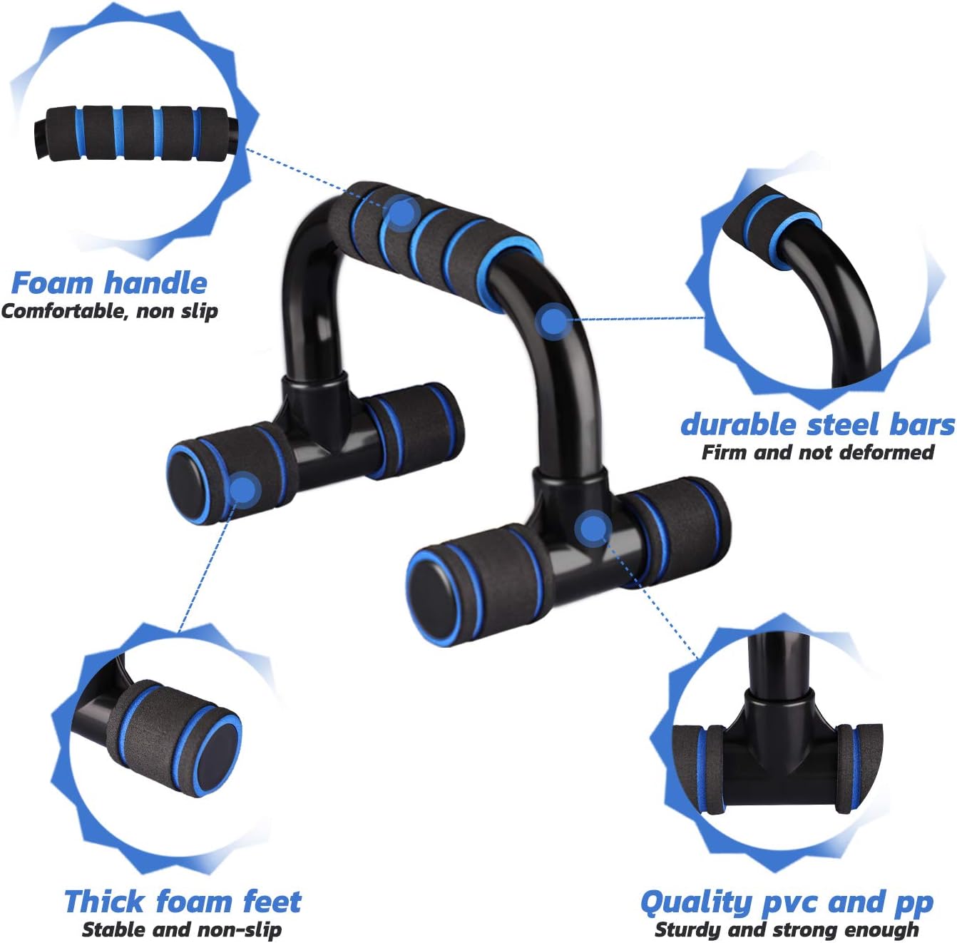 Xahpower Steel Push Up Bars - Strength Training Stands with Steel Grip Bar, Cushioned Foam Grip and Non-Slip Sturdy Structure Portable Push Up Handles for Men Women Floor Home Workout : Sports & Outdoors