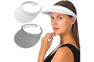 KEJEA 2 Pack Visor Women Men Sun Hat Clip On Visors Adjustable Sport Wide Brim Cap