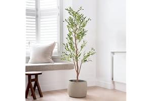 Nalupatio Artificial Olive Tree 6FT,Fake Faux Olive Tree with Natural Wood Trunk and Realistic Leaves and Fruits,Olive Fruits Artificial Tree for Modern Home Office Living Room Decor Indoor