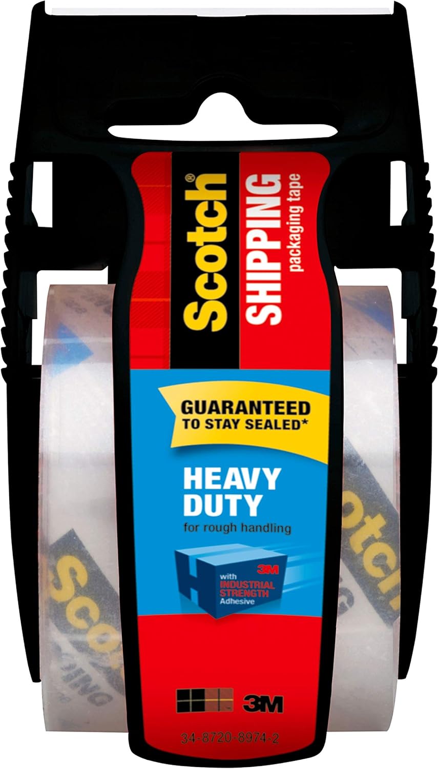 Scotch Heavy Duty Shipping Packaging Tape, 1 Roll with Dispenser, 1.88" x 19.4 Yards, 1.5" Core, Great for Packing, Shipping & Moving, Clear (142-700-H) : Touch Screen Tablet Computer Cases : Office Products