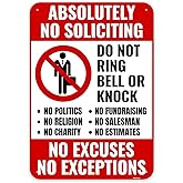 1PC No Soliciting Sign for Home, 10 x 7 Inches - Aluminum - Do Not Knock Please Dont Ring Doorbell - No Silication Solicitors Soliciting Sign for Front Door Home House